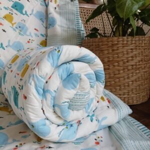Baby Quilt Set ( Razai + Dohar) – Blue  – (BABY0006)