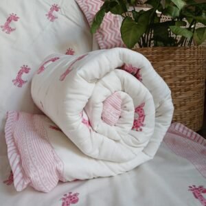 Baby Quilt Set ( Razai + Dohar) – Pink - (BABY0005)