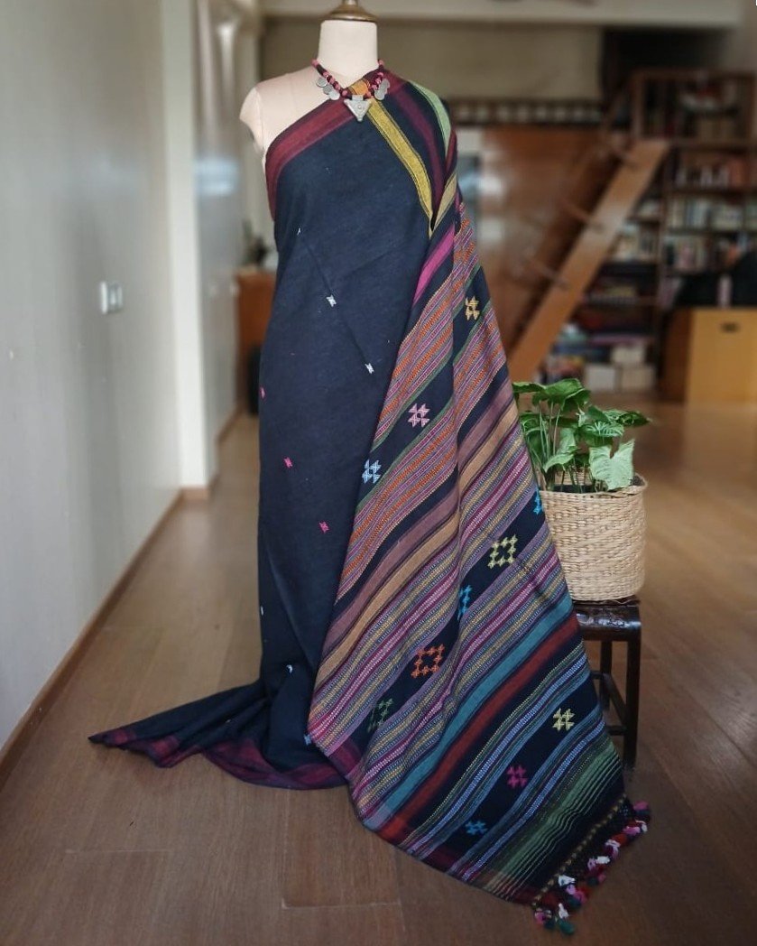 Bhujodi Saree handwoven in Kala Cotton – (BHUJ1014) - Image 3