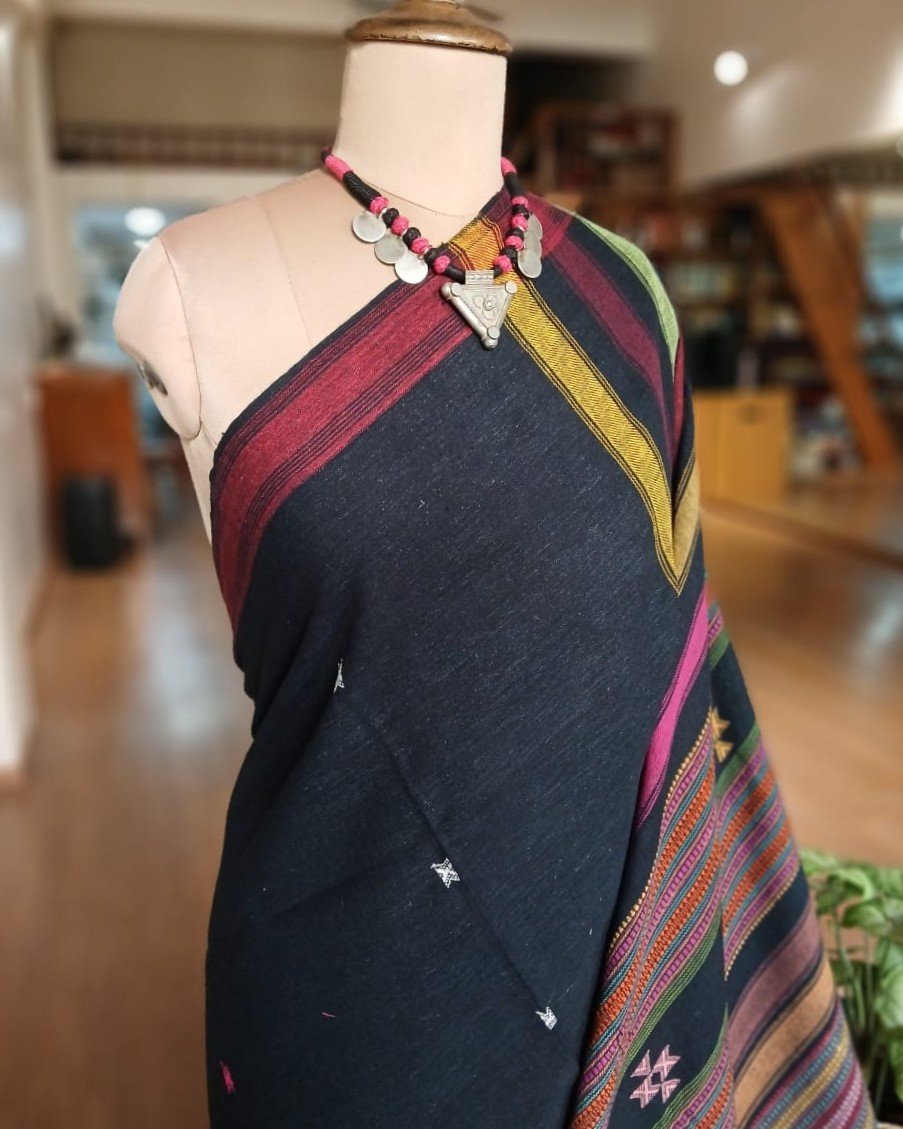 Bhujodi Saree handwoven in Kala Cotton – (BHUJ1014) - Image 5