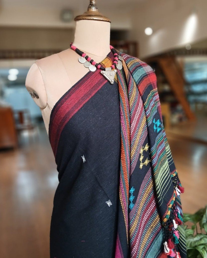Bhujodi Saree handwoven in Kala Cotton – (BHUJ1014) - Image 4