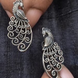 Silver peacock earing handmade in jaipur  – (STDS0013)