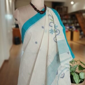 Crisp Cotton Hand Jamdani from Phulia in West Bengal – (CCHJ0020)