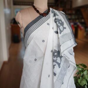Crisp Cotton Hand Jamdani from Phulia in West Bengal – (CCHJ0019)