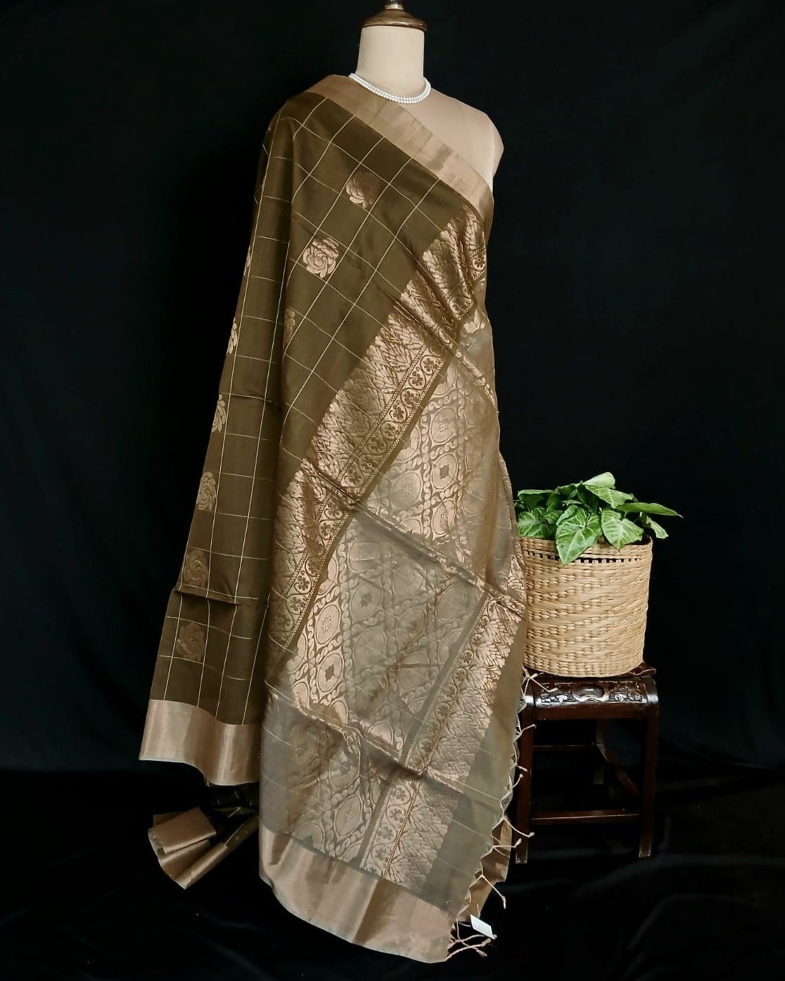 Silk-Cotton Handweave from Chettinad - (SCHC0001) - Image 9