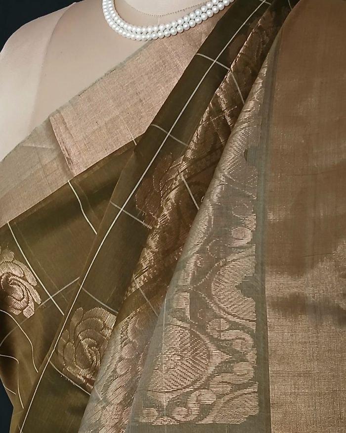 Silk-Cotton Handweave from Chettinad - (SCHC0001) - Image 5