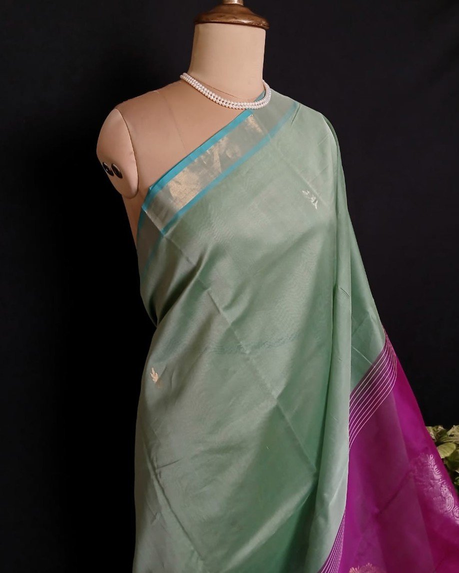 Silk-Cotton Handweave from Chettinad - (SCHC0003) - Image 3