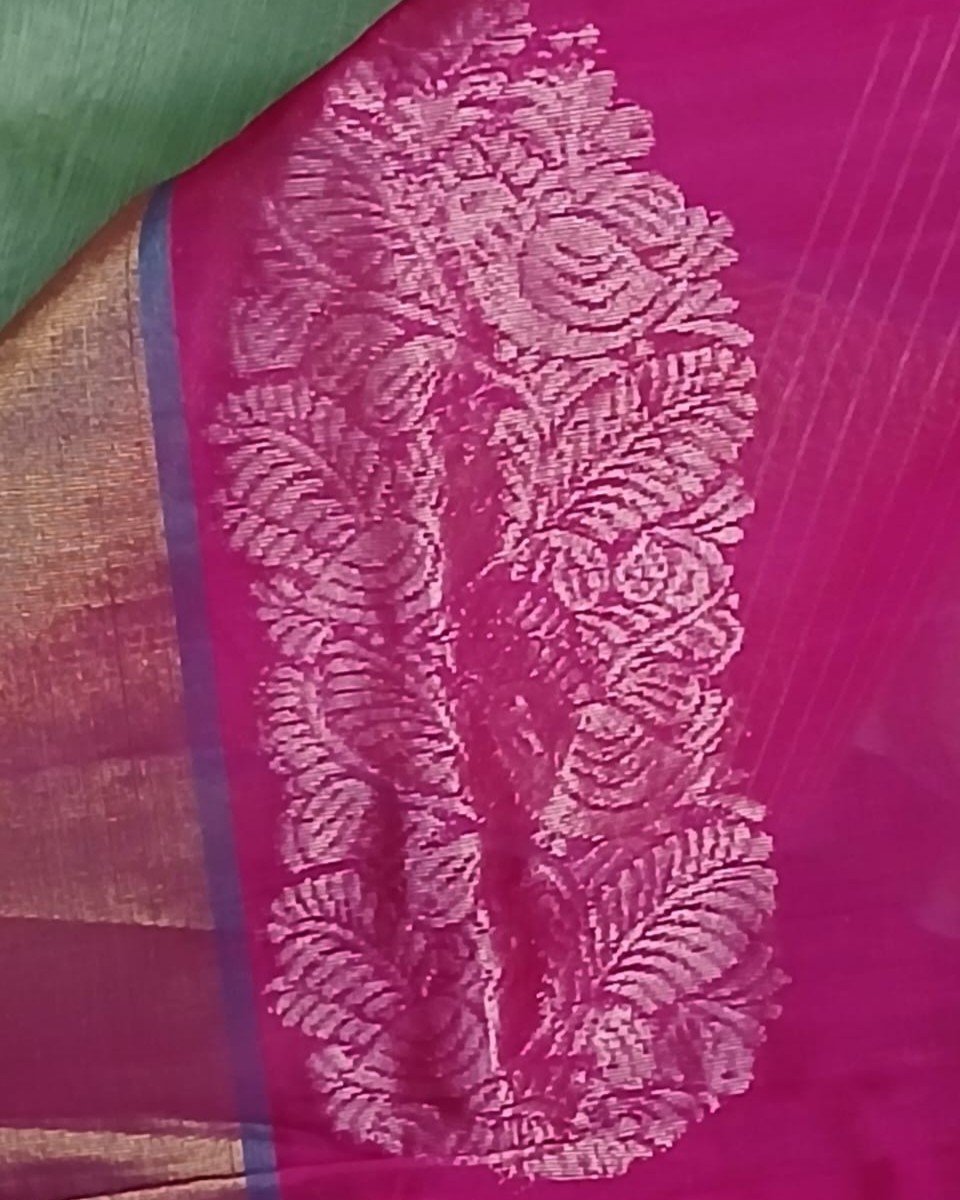 Silk-Cotton Handweave from Chettinad - (SCHC0003) - Image 5