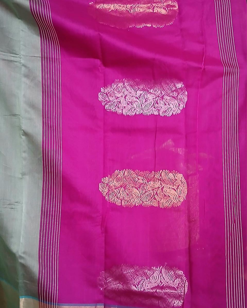 Silk-Cotton Handweave from Chettinad - (SCHC0003) - Image 7