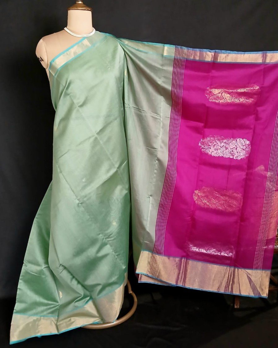 Silk-Cotton Handweave from Chettinad - (SCHC0003) - Image 2