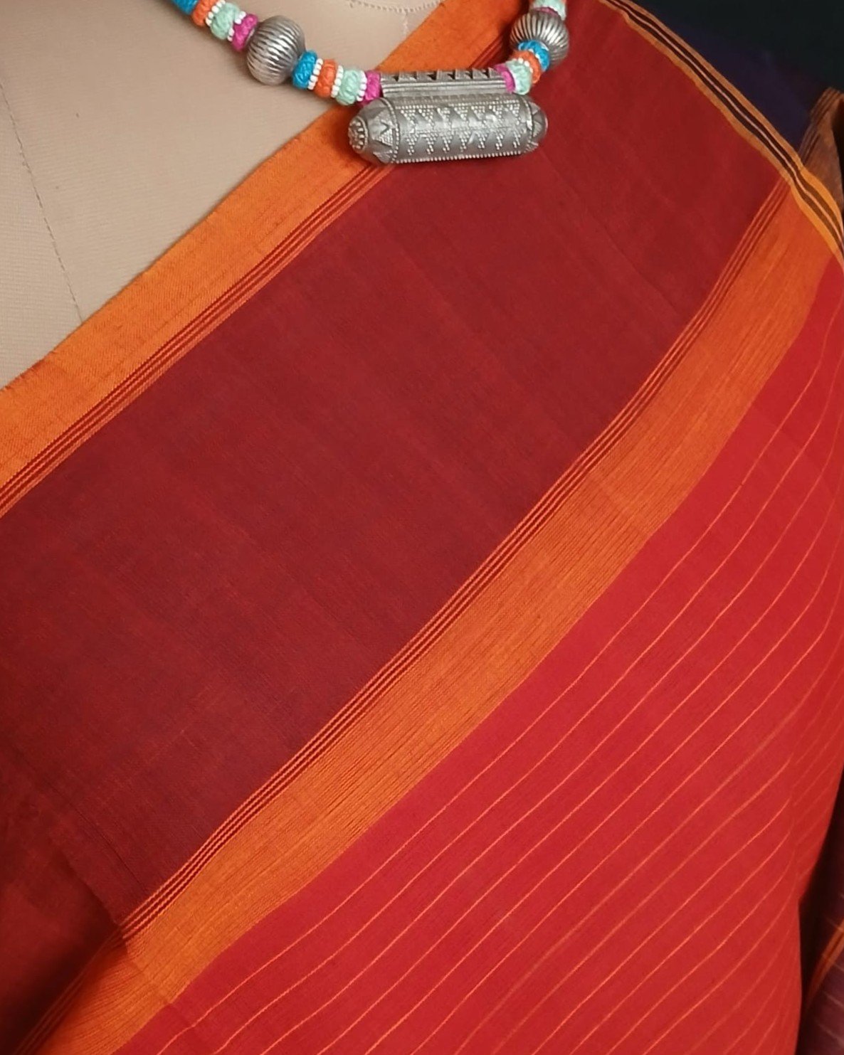 Classic Handwoven 40-count Kandangi from Chettinad - (CHKS0025) - Image 3