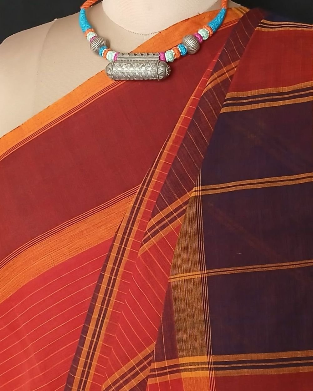 Classic Handwoven 40-count Kandangi from Chettinad - (CHKS0025) - Image 7