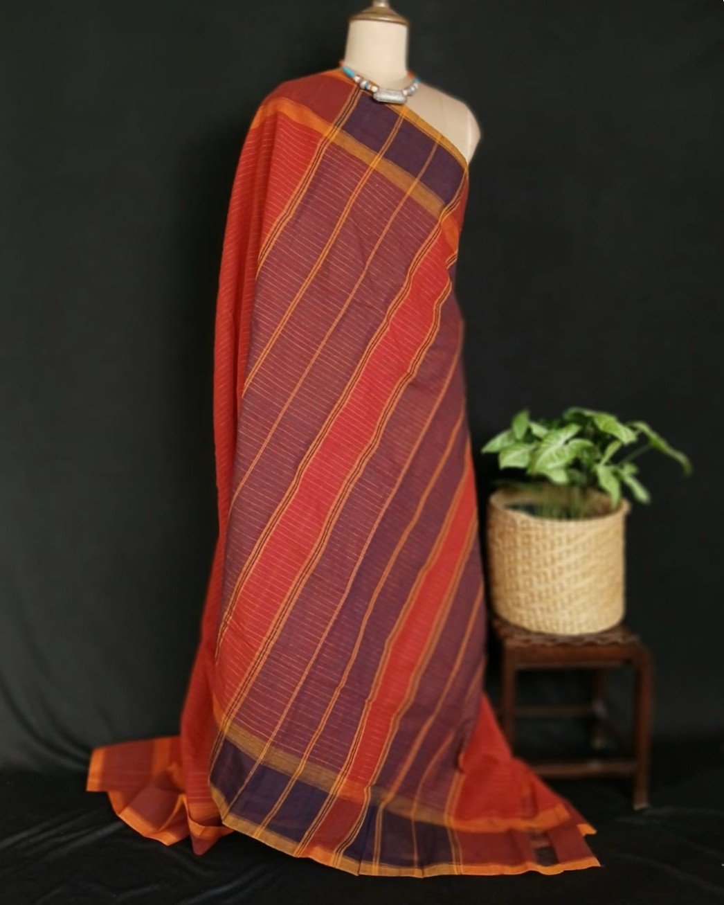 Classic Handwoven 40-count Kandangi from Chettinad - (CHKS0025) - Image 8