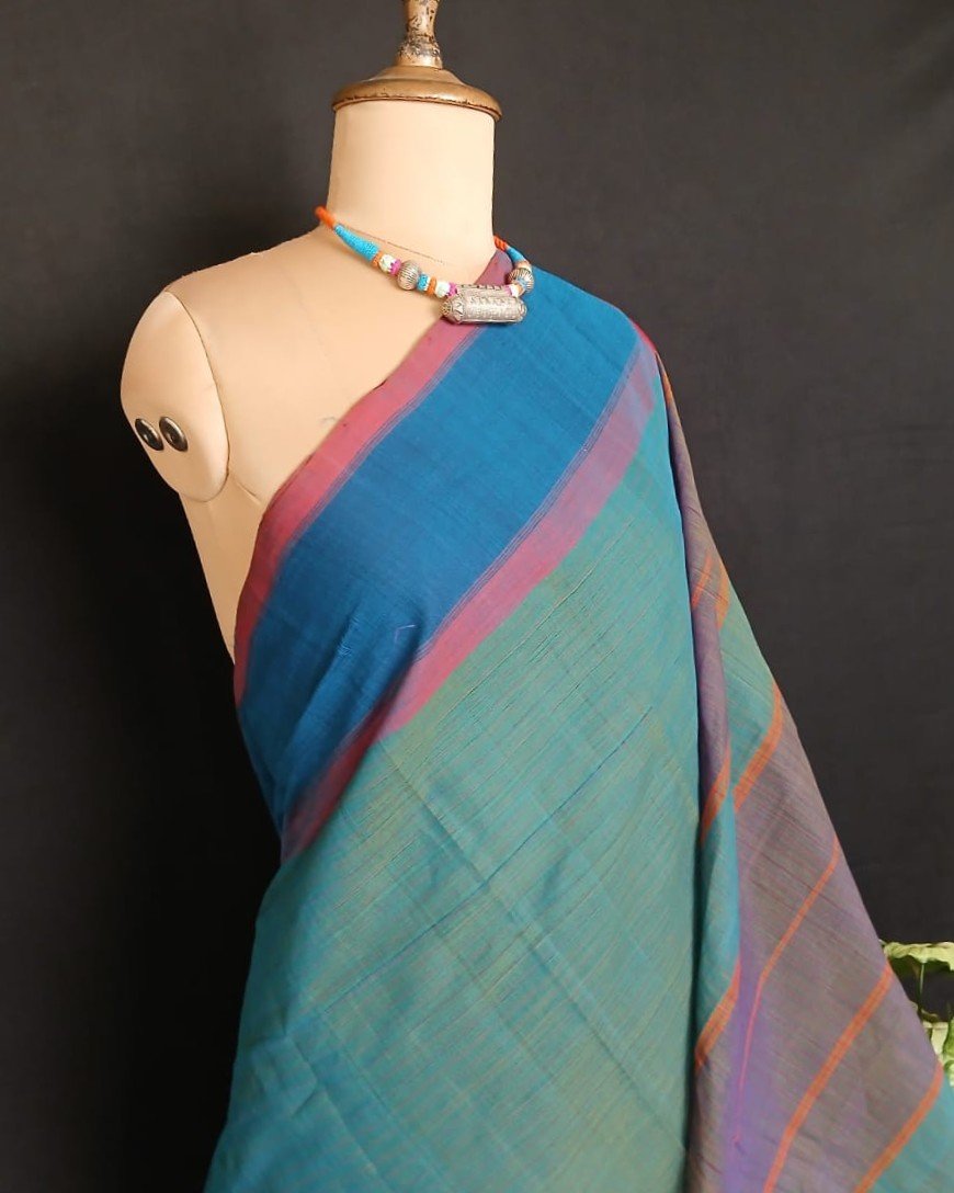 Classic Handwoven 40-count Kandangi from Chettinad – (CHKS0026) - Image 2