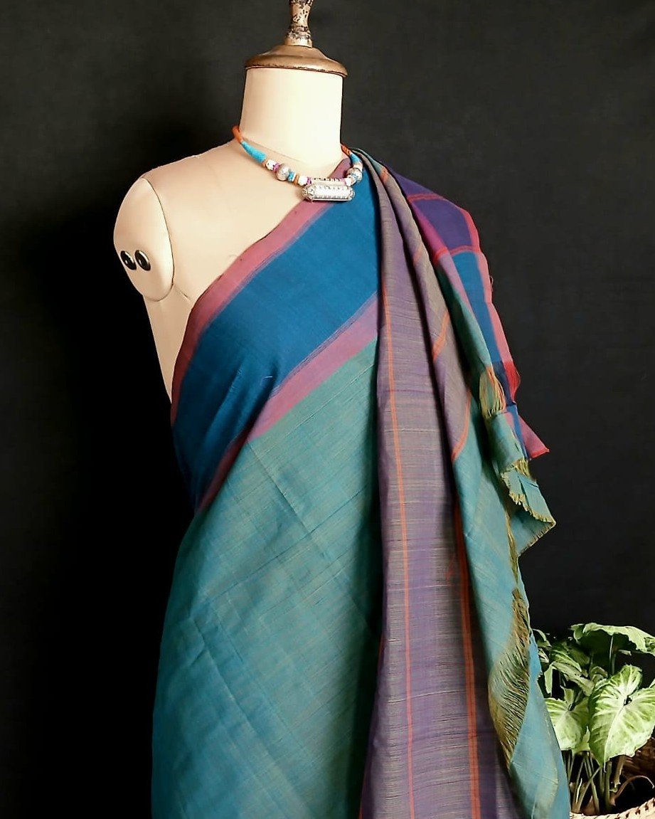 Classic Handwoven 40-count Kandangi from Chettinad – (CHKS0026) - Image 6