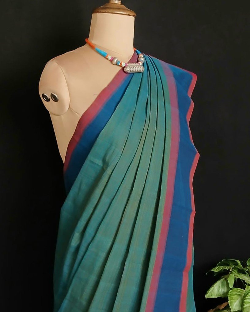 Classic Handwoven 40-count Kandangi from Chettinad – (CHKS0026) - Image 7