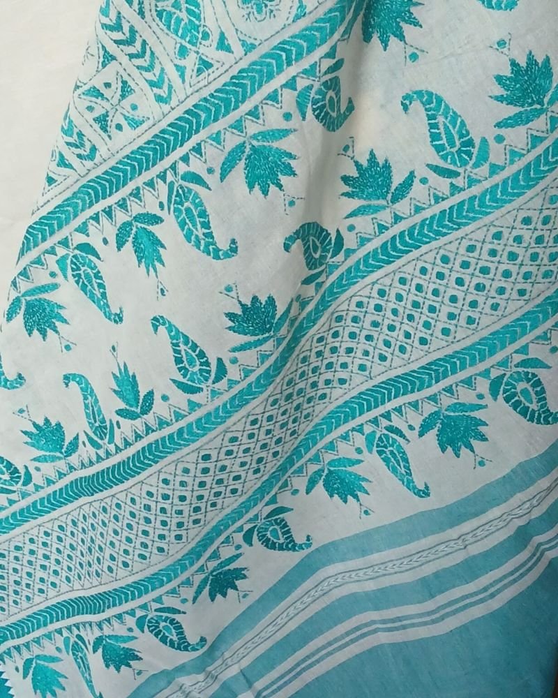 Cotton Kantha Saree from Santiniketan – (KNCS1063) - Image 7