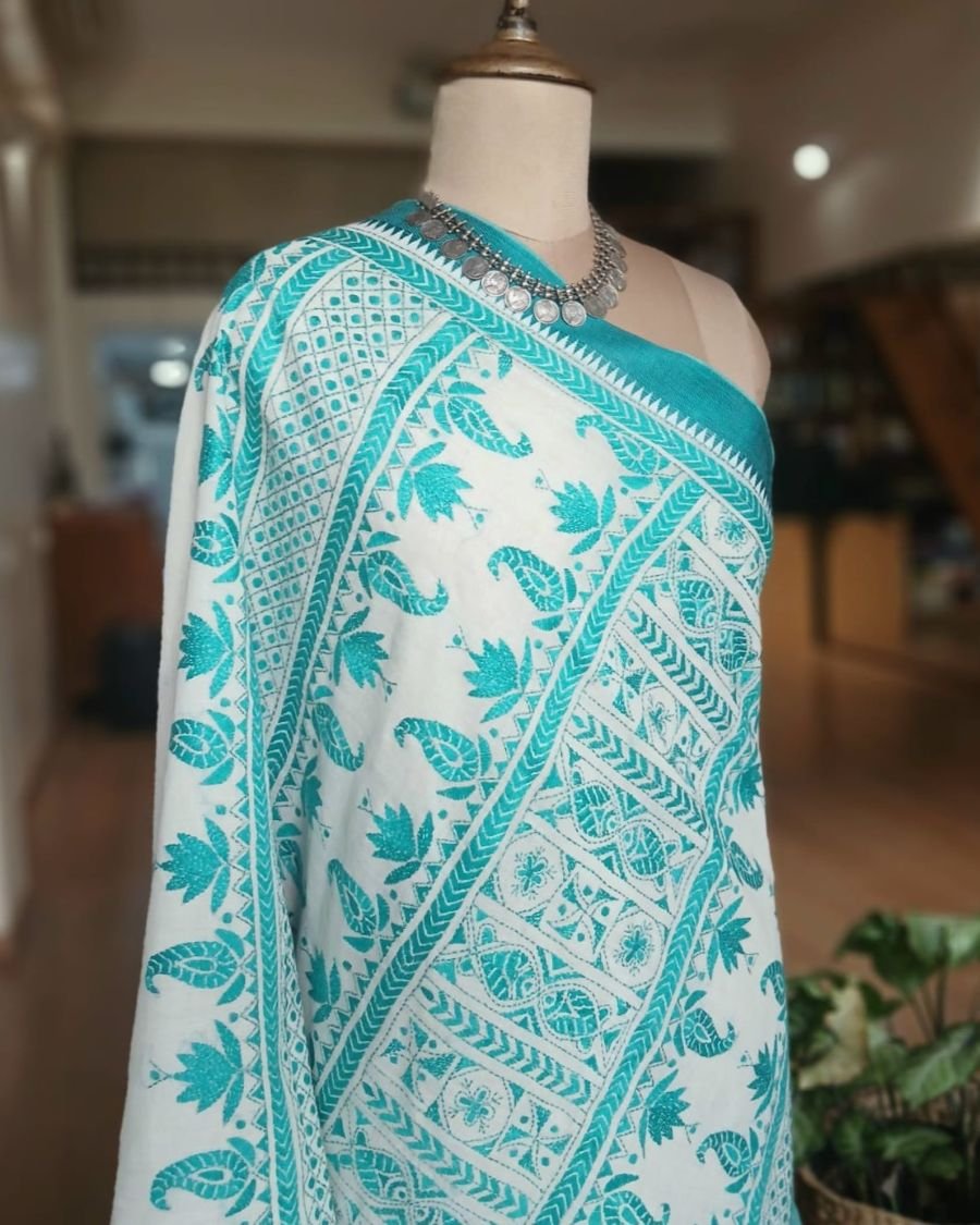 Cotton Kantha Saree from Santiniketan – (KNCS1063) - Image 9