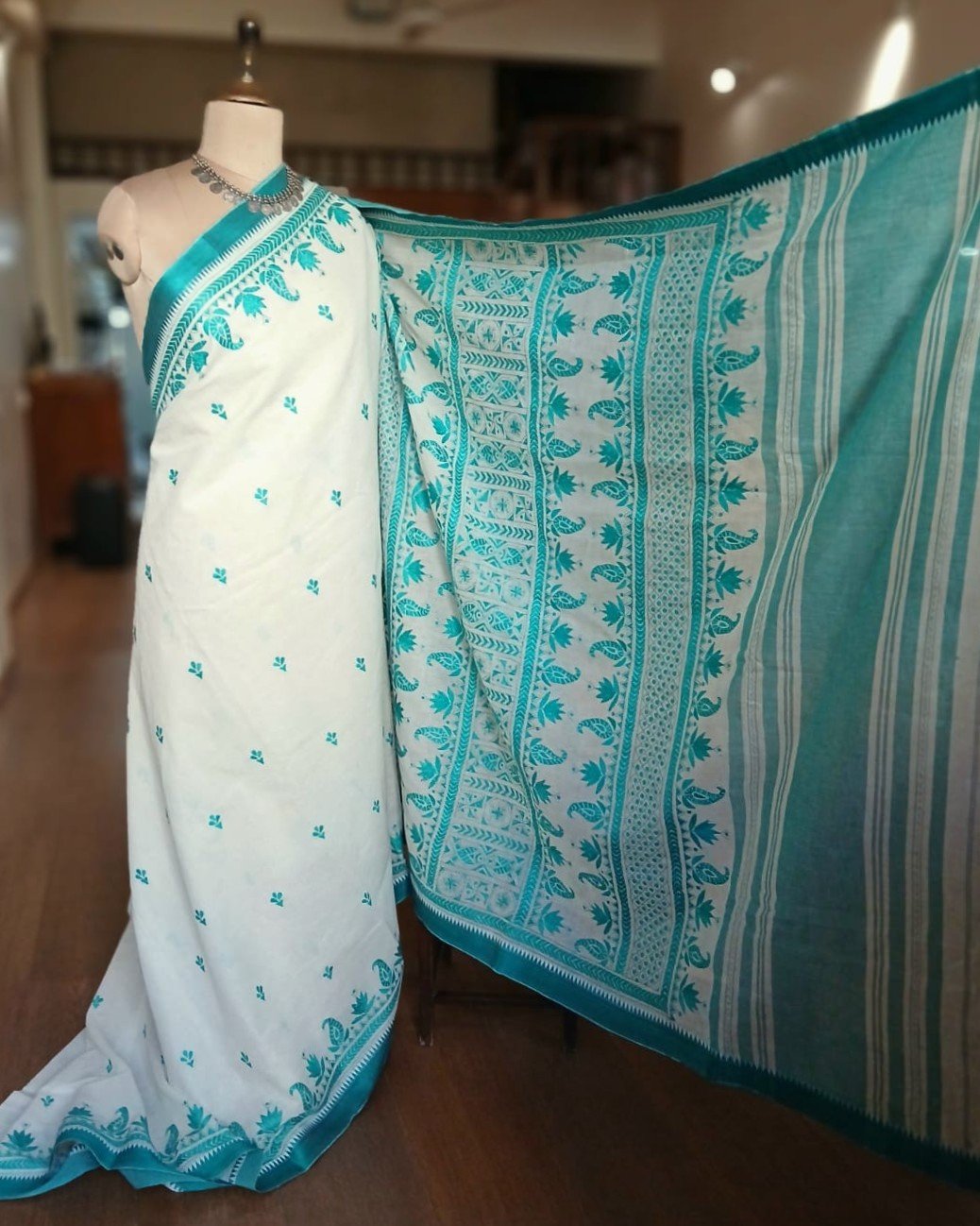 Cotton Kantha Saree from Santiniketan – (KNCS1063) - Image 2