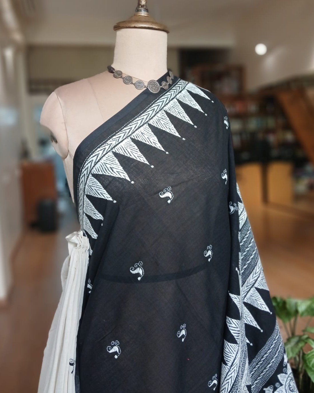 Cotton Kantha Saree from Santiniketan – (KNCS1064) - Image 3