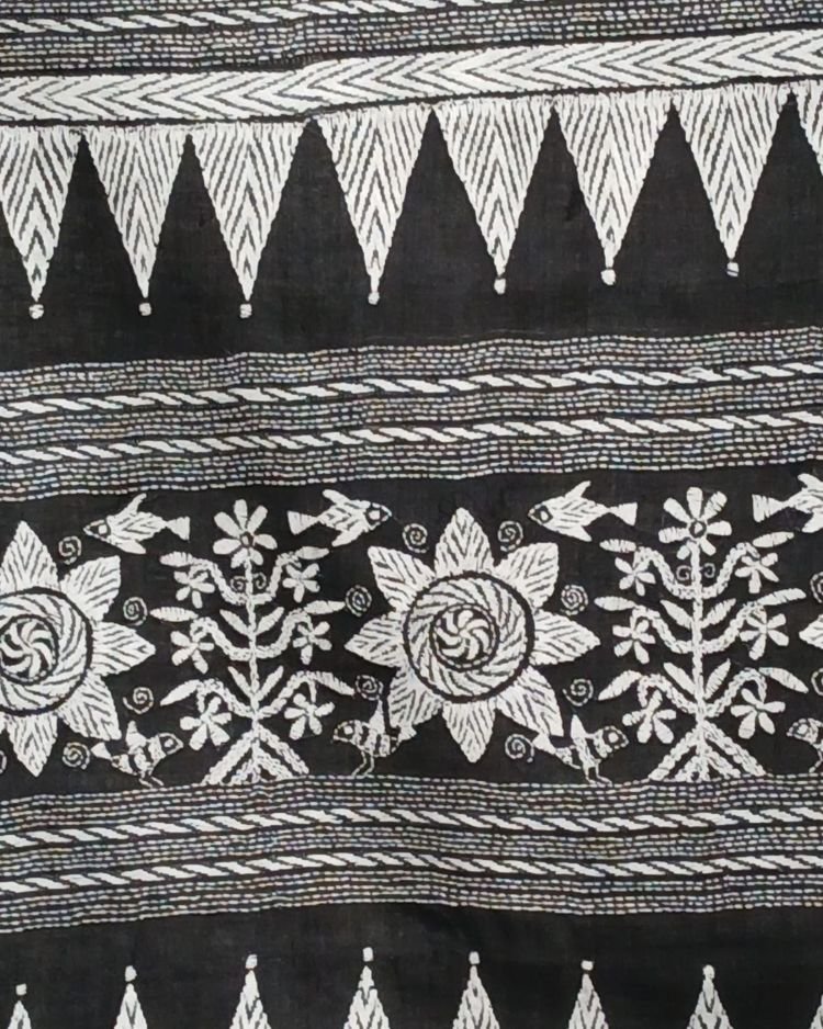 Cotton Kantha Saree from Santiniketan – (KNCS1064) - Image 11