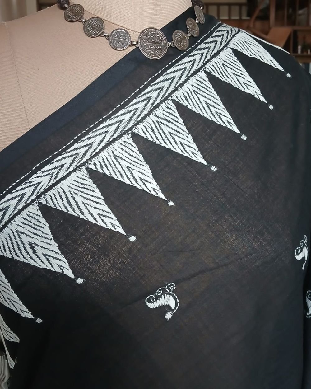 Cotton Kantha Saree from Santiniketan – (KNCS1064) - Image 5