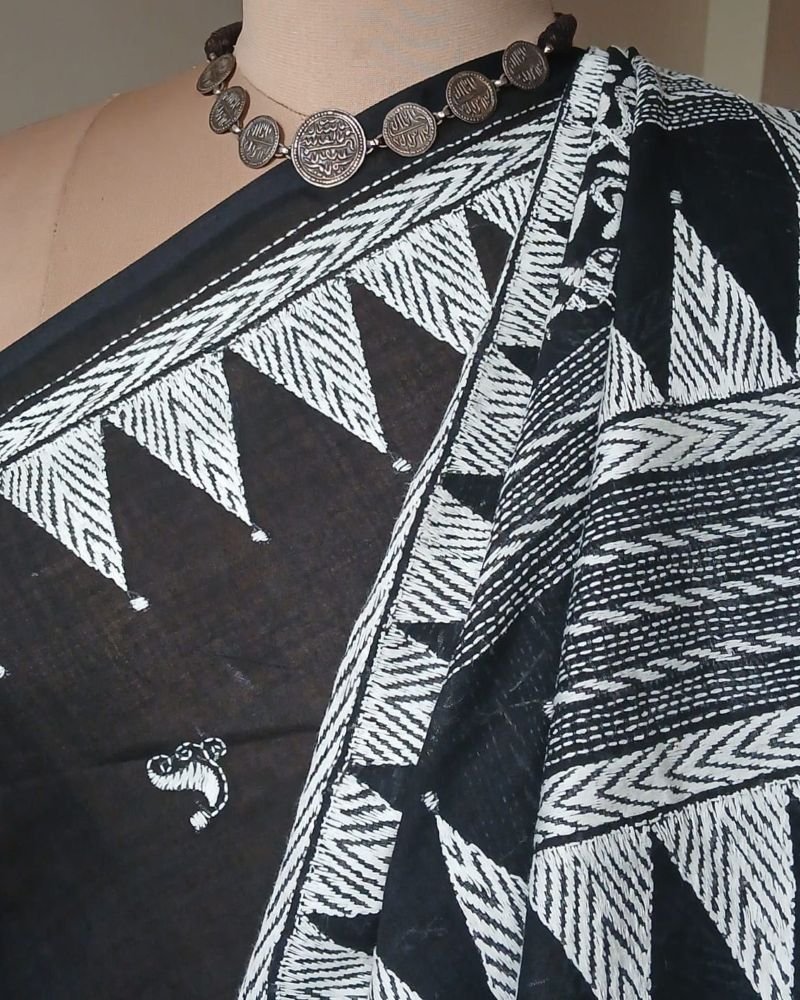 Cotton Kantha Saree from Santiniketan – (KNCS1064) - Image 6