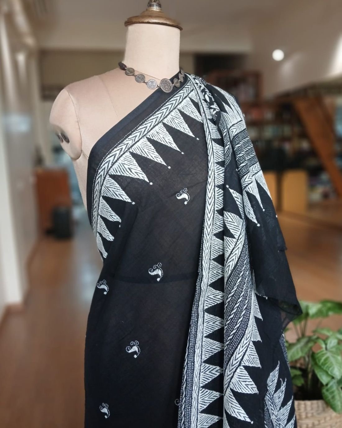 Cotton Kantha Saree from Santiniketan – (KNCS1064) - Image 4