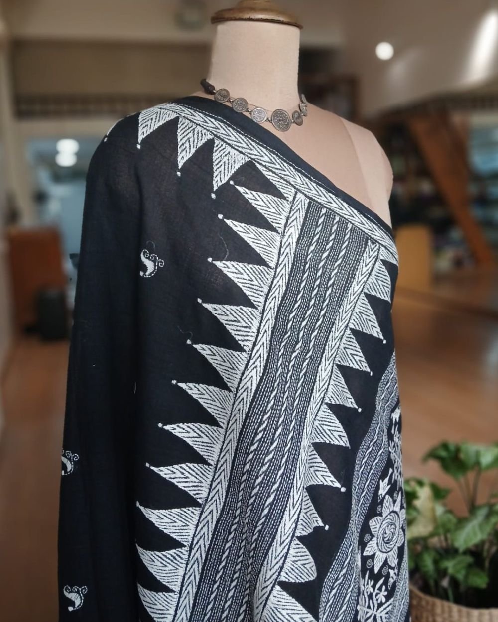 Cotton Kantha Saree from Santiniketan – (KNCS1064) - Image 9