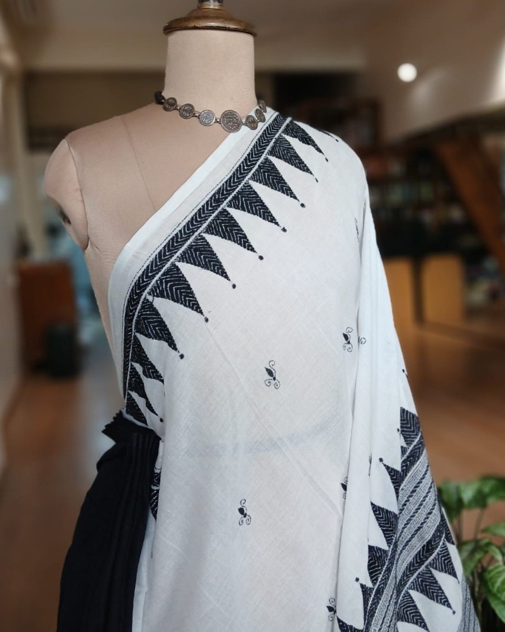 Cotton Kantha Saree from Santiniketan – (KNCS1065) - Image 3