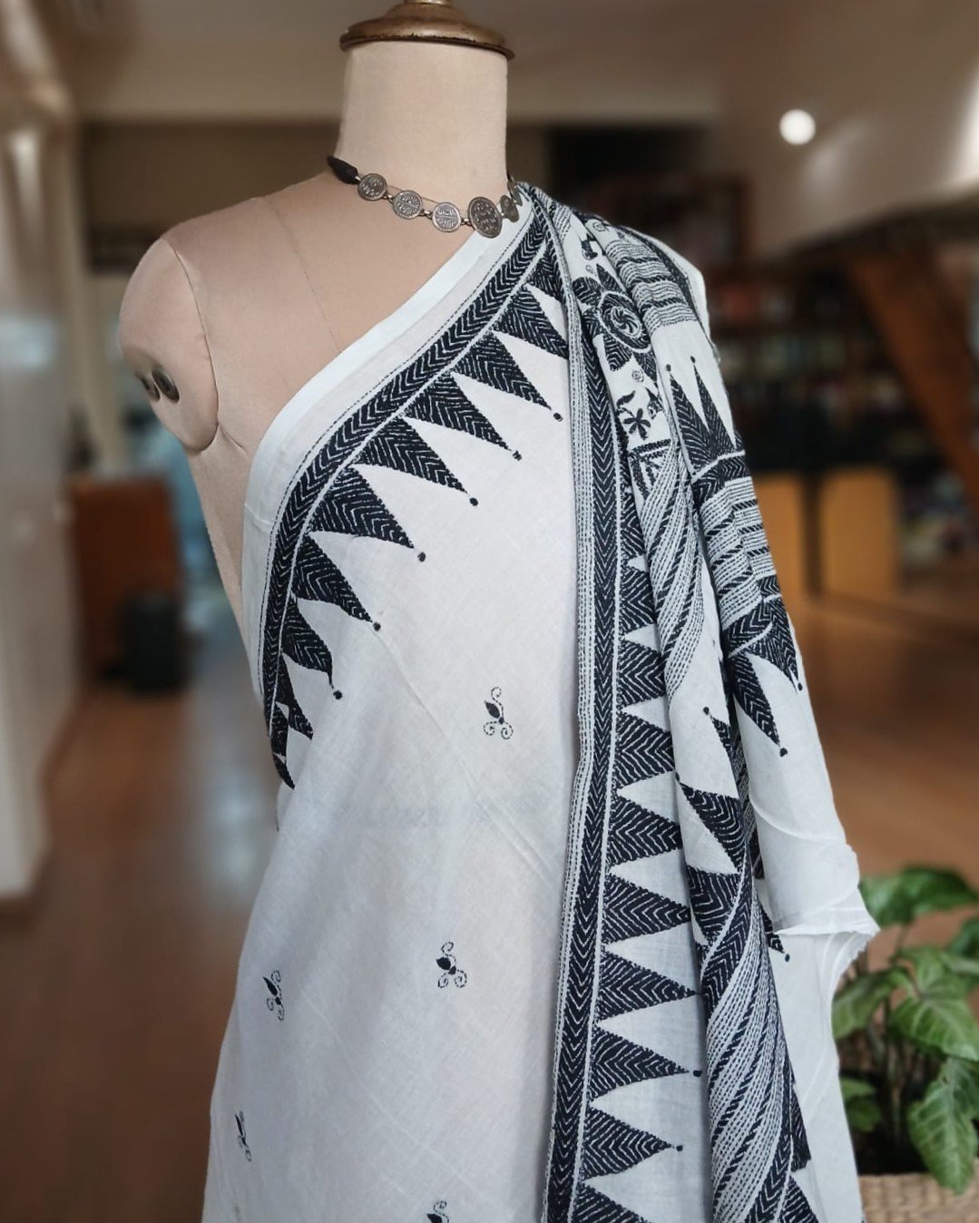 Cotton Kantha Saree from Santiniketan – (KNCS1065) - Image 4