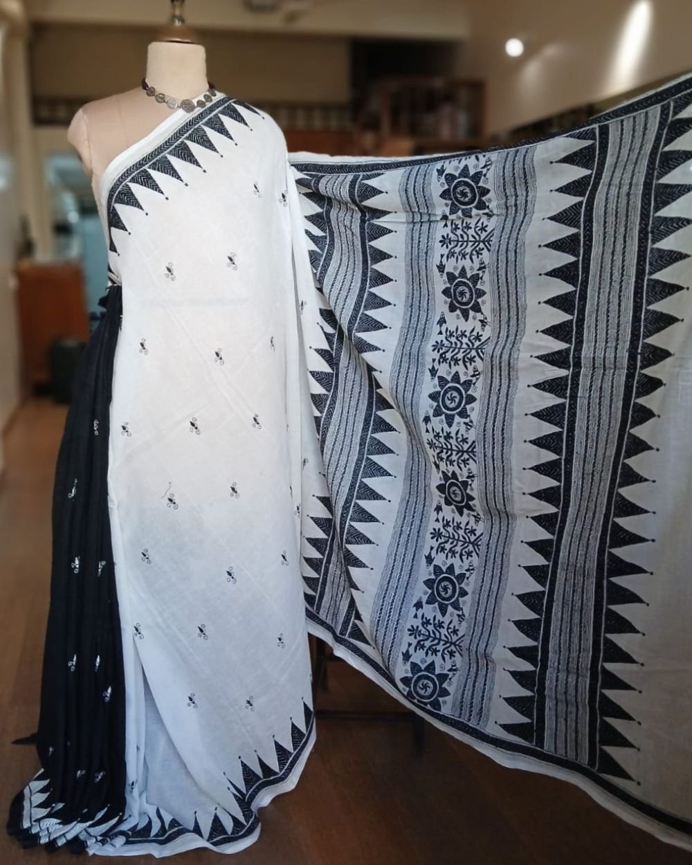 Cotton Kantha Saree from Santiniketan – (KNCS1065) - Image 2