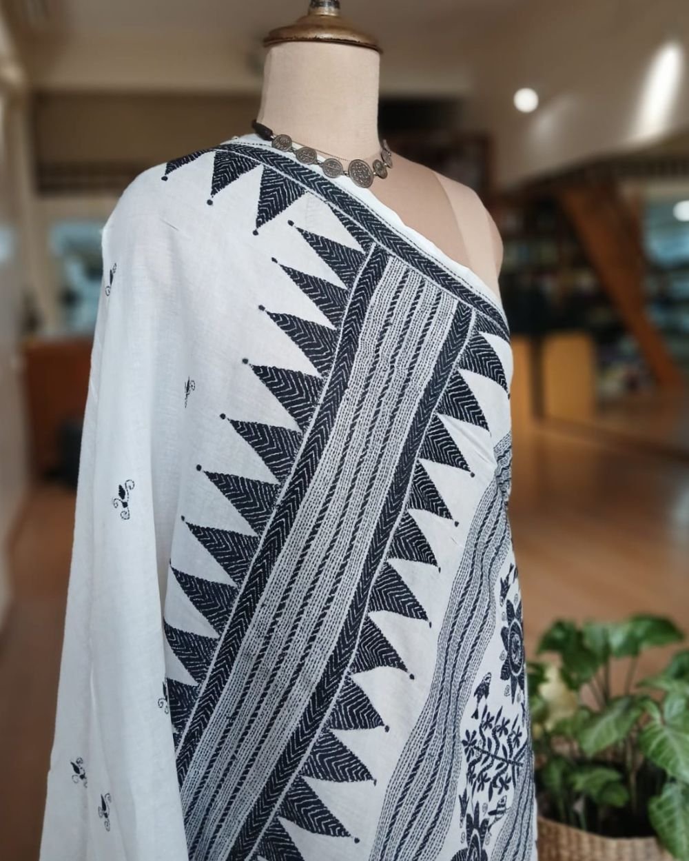 Cotton Kantha Saree from Santiniketan – (KNCS1065) - Image 9