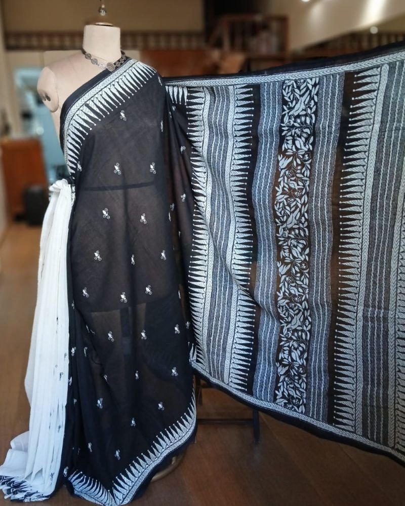 Cotton Kantha Saree from Santiniketan – (KNCS1066) - Image 2