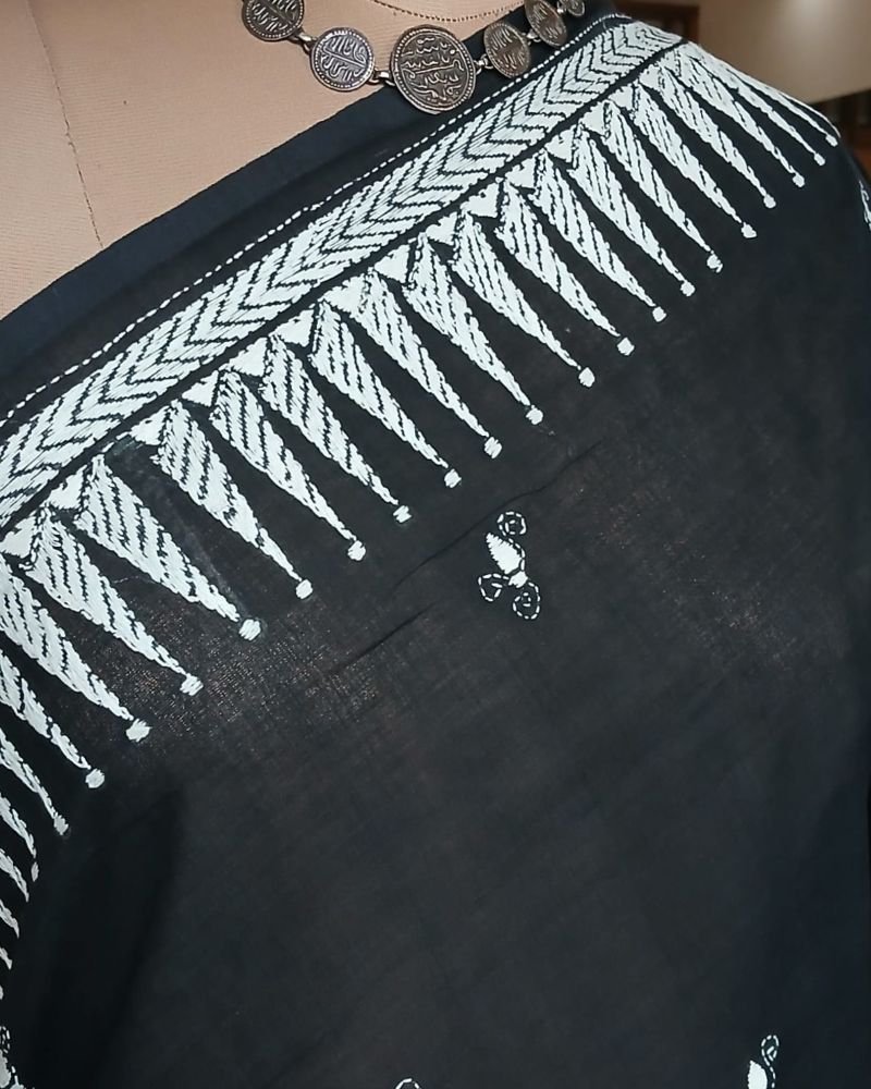 Cotton Kantha Saree from Santiniketan – (KNCS1066) - Image 5
