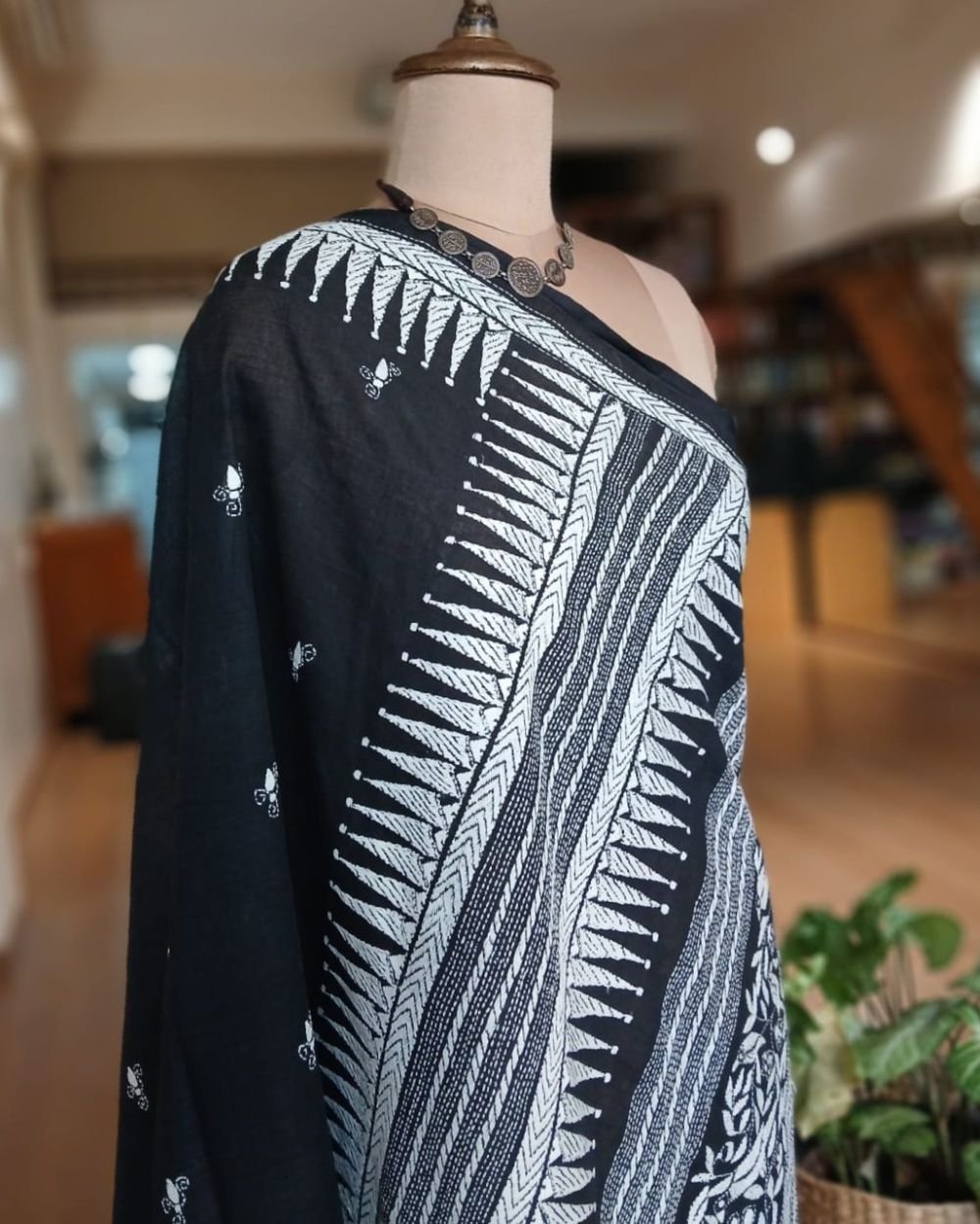 Cotton Kantha Saree from Santiniketan – (KNCS1066) - Image 9