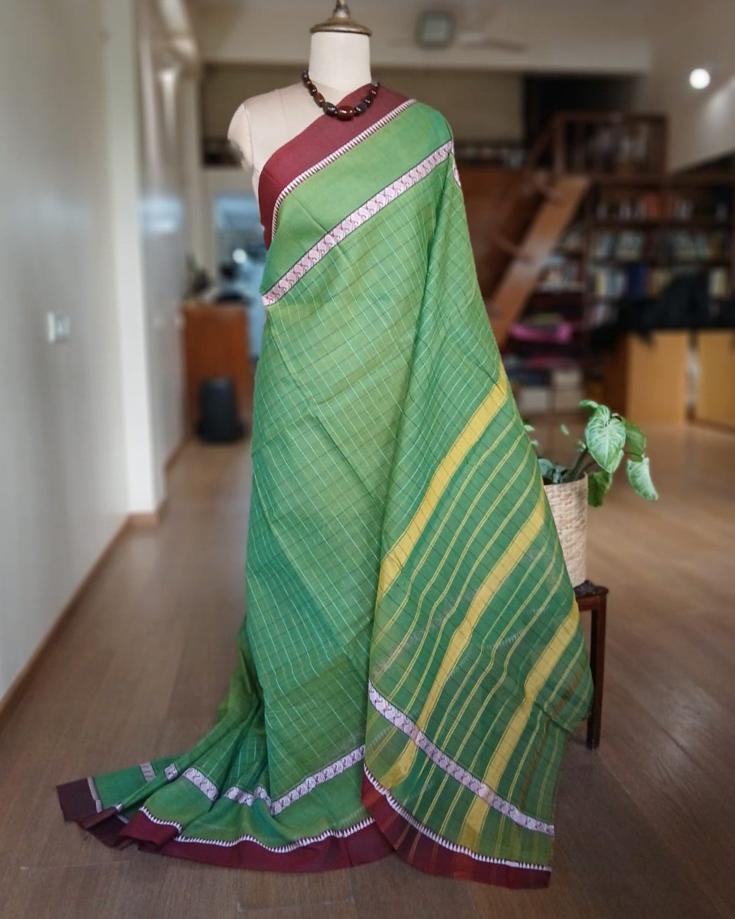 Handloom Cotton Saree from Narayanpet in Telangana – (HCSN0038)