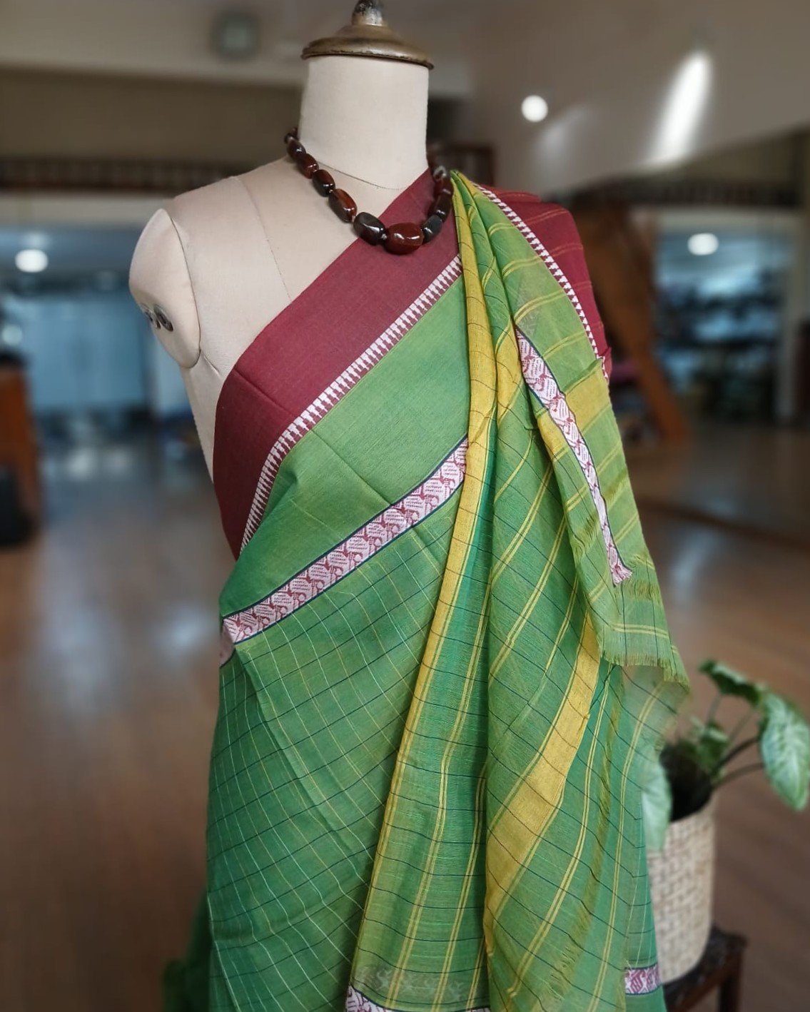 Handloom Cotton Saree from Narayanpet in Telangana – (HCSN0038) - Image 5