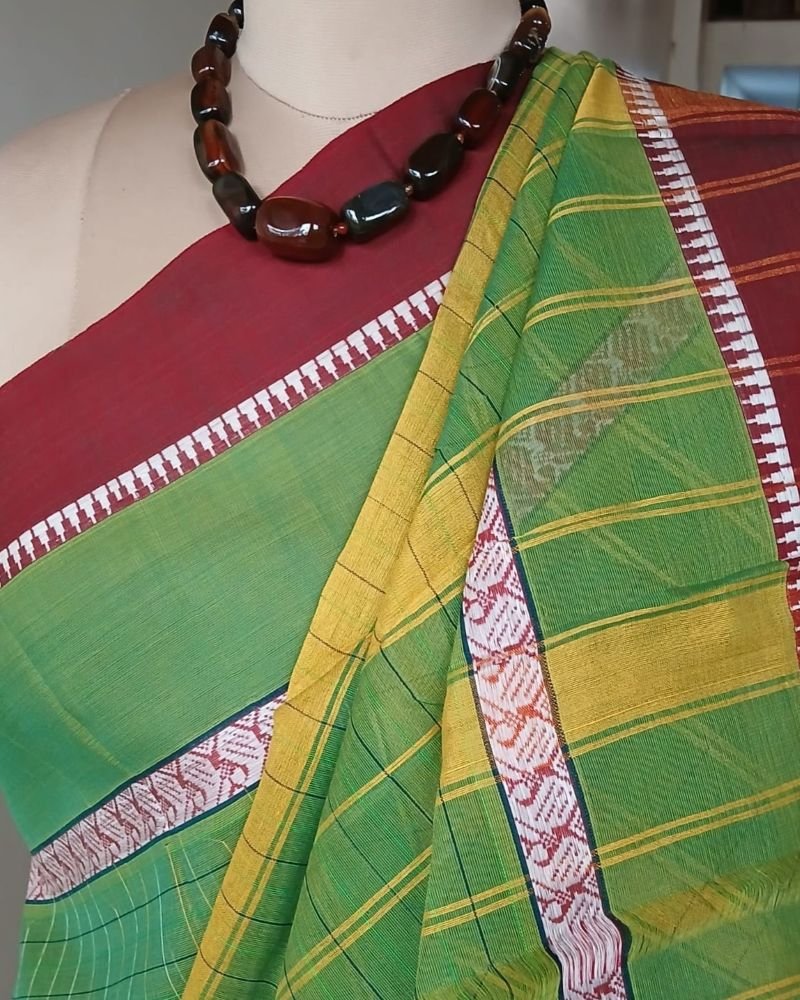 Handloom Cotton Saree from Narayanpet in Telangana – (HCSN0038) - Image 3
