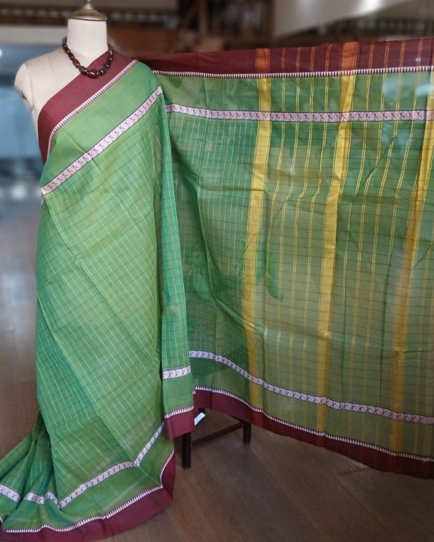 Handloom Cotton Saree from Narayanpet in Telangana – (HCSN0038) - Image 2