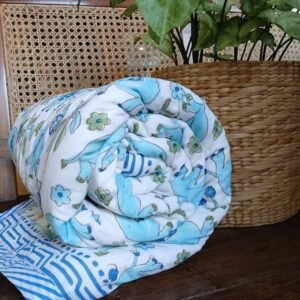 Reversible Handblock Print Baby Quilt – (BABY0010)