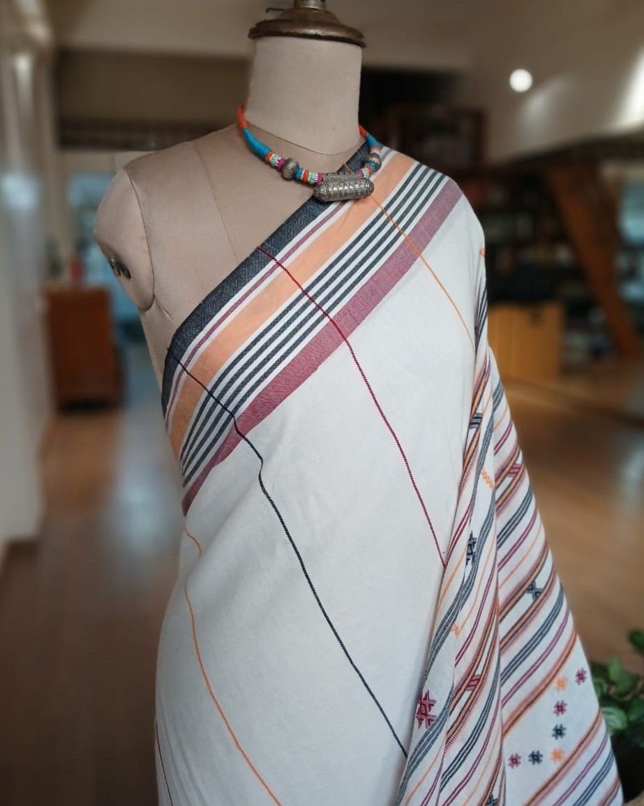 Bhujodi Saree handwoven in Kala Cotton – (BHUJ1023) - Image 3