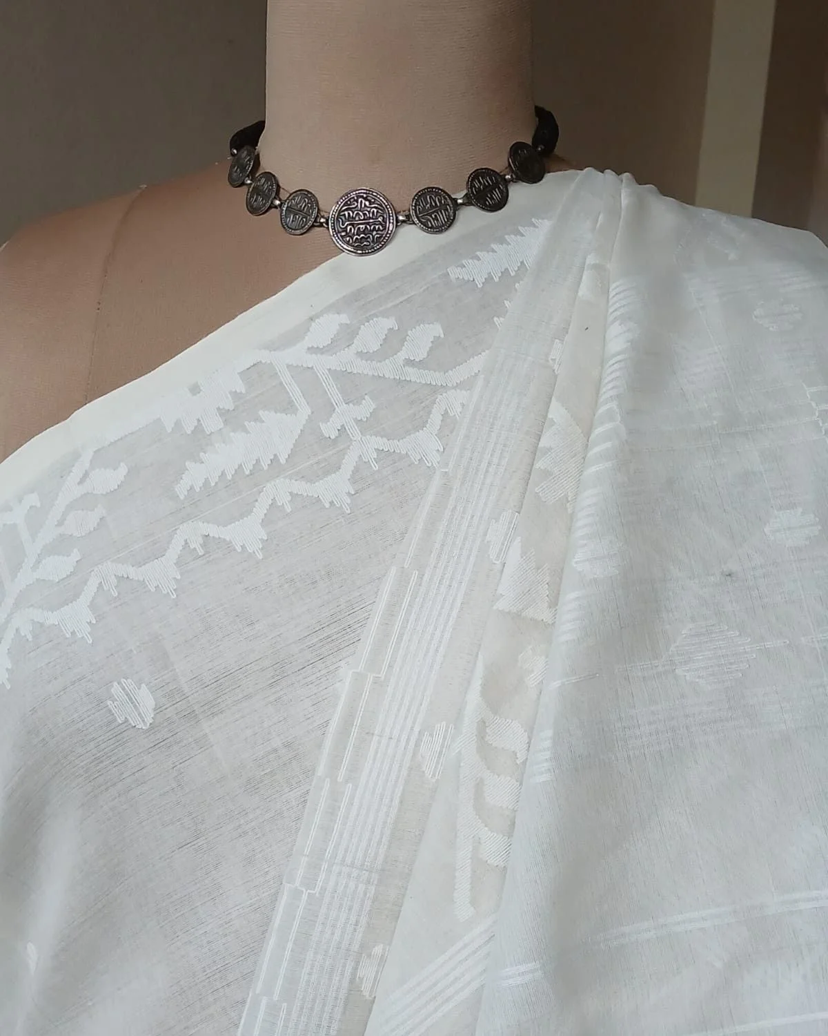 Soft Cotton Jamdani Handweave from Phulia – (JCHS1006) - Image 7