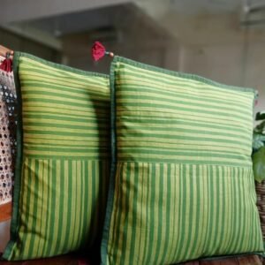Lime Green Plain Stripes Cushion Cover - (BGCC0002)