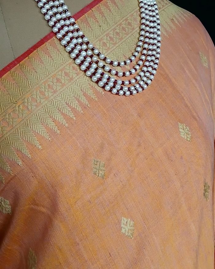 Ahimsa Eri Silk saree from Sualkuchi in Assam - (AESS0017) - Image 6