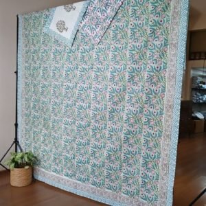 Blockprint Double Bedsheet with matching pillowcases – (DBST0024)