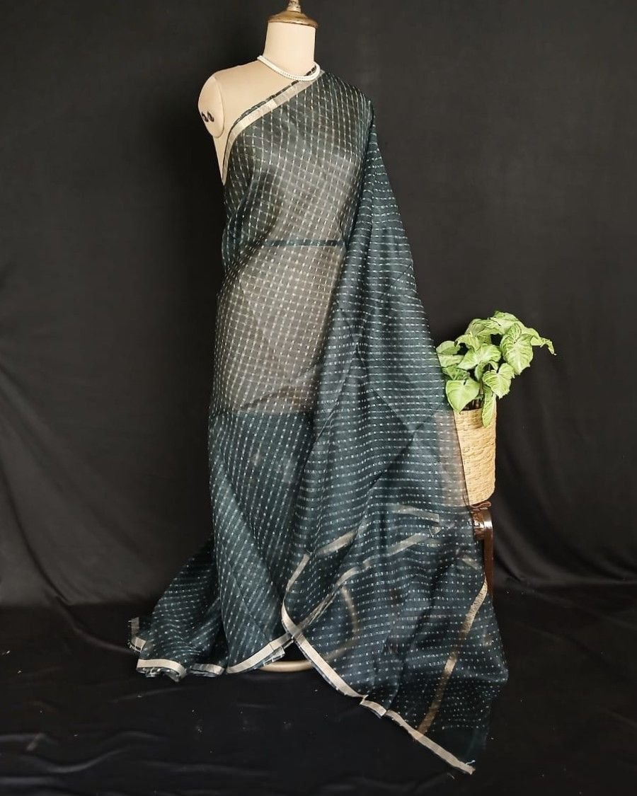 Hand tie-dye Leheriya on Kota Silk (HTKS0062) - Image 2