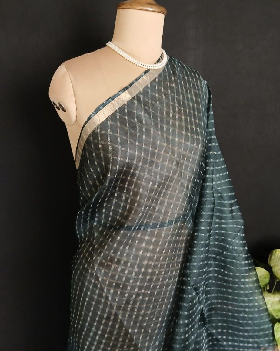 Hand tie-dye Leheriya on Kota Silk (HTKS0062) - Image 3