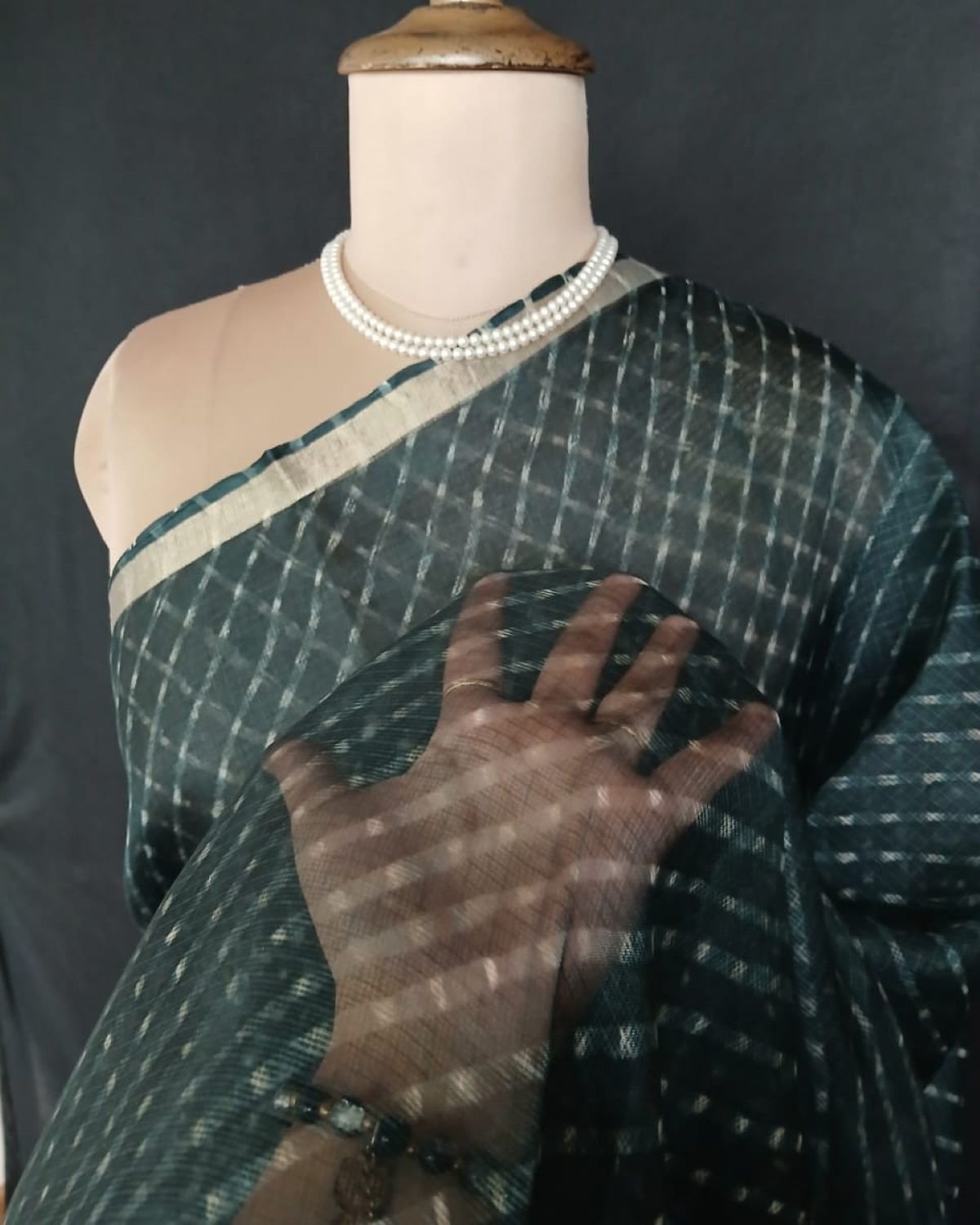 Hand tie-dye Leheriya on Kota Silk (HTKS0062) - Image 5