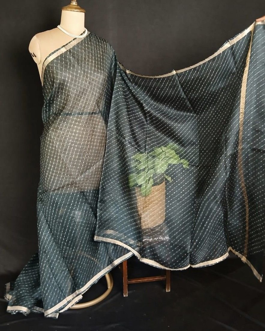 Hand tie-dye Leheriya on Kota Silk (HTKS0062) - Image 6